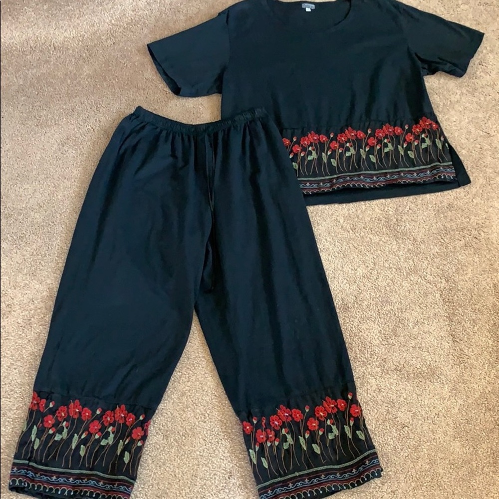Pictures 2 piece embroidered outfit